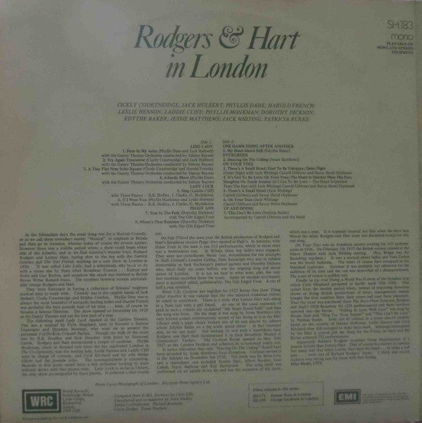 Various : Rodgers & Hart In London (LP, Comp, Mono, RM)