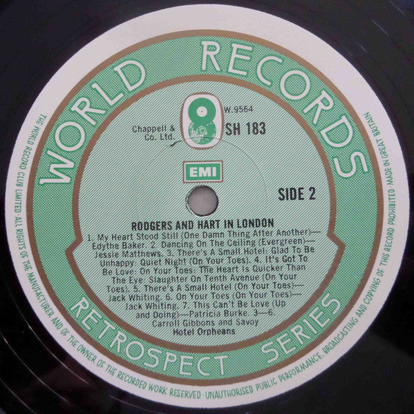 Various : Rodgers & Hart In London (LP, Comp, Mono, RM)