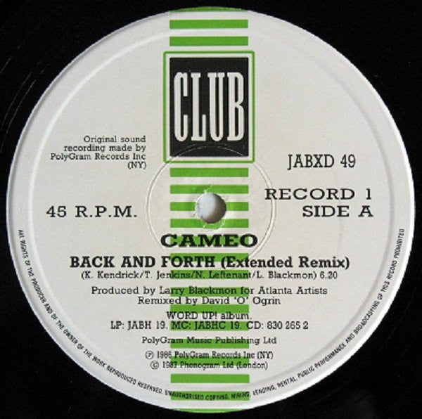 Cameo : Back & Forth (2x12", Gat)