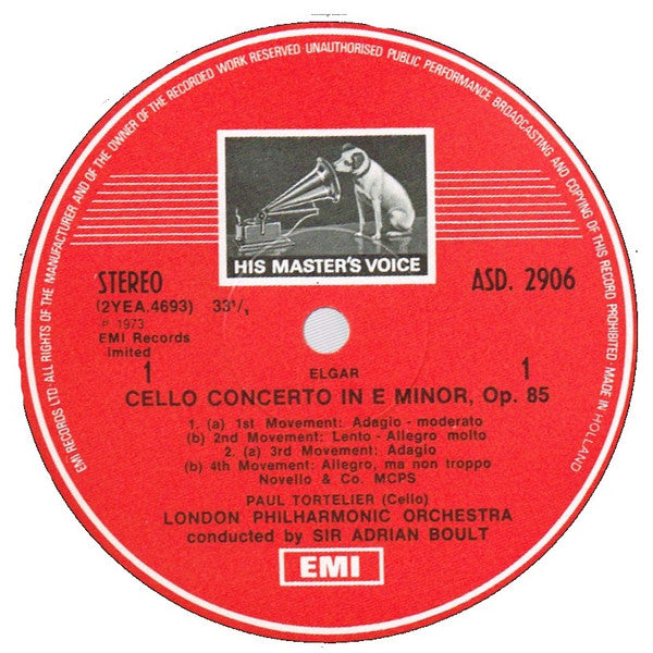 Sir Edward Elgar - Paul Tortelier, London Philharmonic Orchestra, Sir Adrian Boult : Cello Concerto / Introduction & Allegro For Strings / Serenade For Strings (LP, Album)