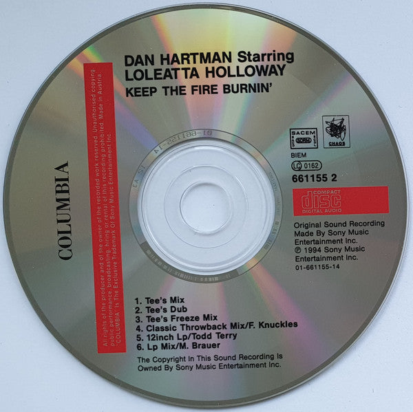 Dan Hartman Starring Loleatta Holloway : Keep The Fire Burnin' (CD, Maxi)