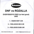 DNF (2) Vs Rozalla : Everybody's Free (To Feel Good) 2005 (CDr, Promo)