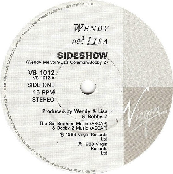 Wendy & Lisa : Sideshow (7", Single)