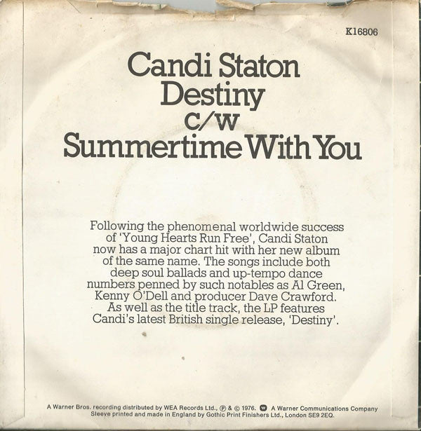 Candi Staton : Destiny (7", Single, Sol)