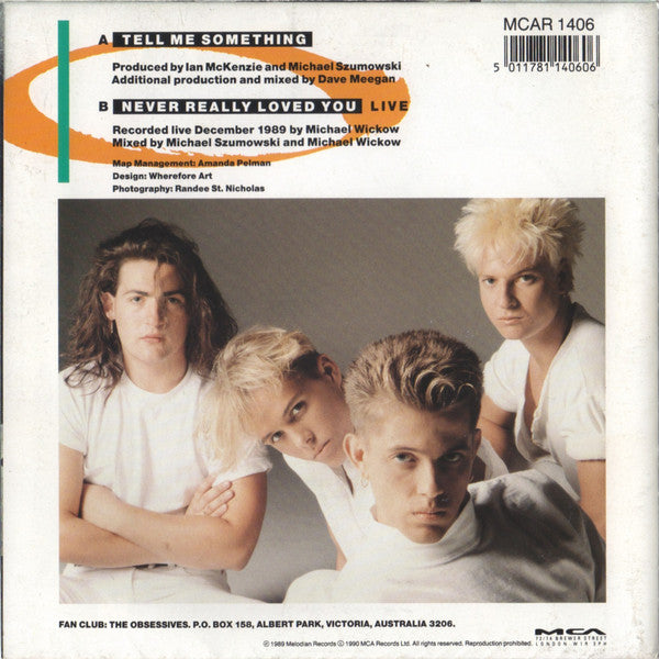 Indecent Obsession : Tell Me Something (7", Single, pos)
