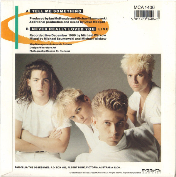 Indecent Obsession : Tell Me Something (7", Single, pos)