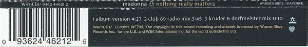 Madonna : Nothing Really Matters (CD, Single, CD1)