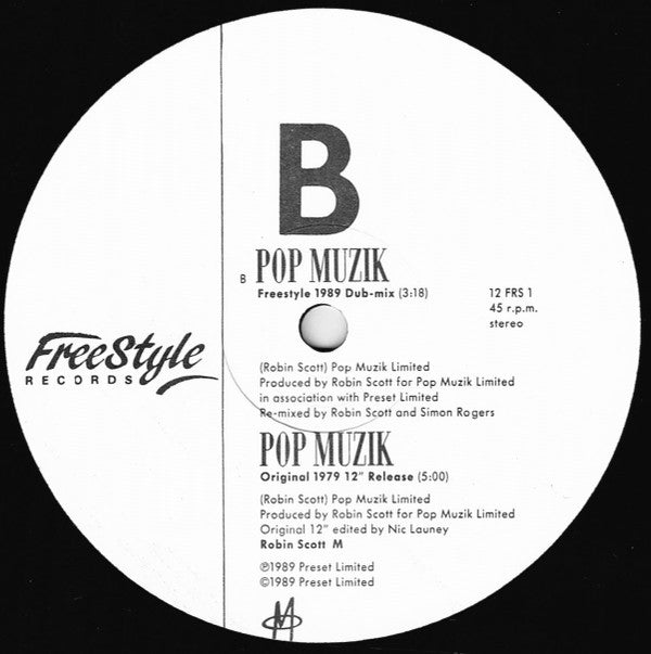 M (2) : Pop Muzik (The 1989 Re-mix) (12", Single, Whi)