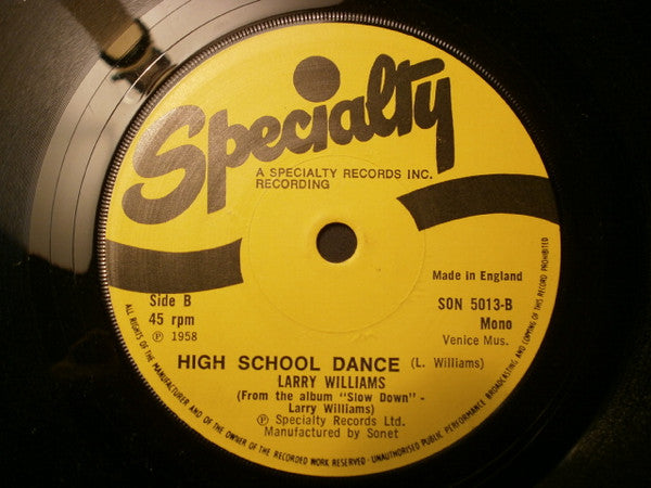 Larry Williams (3) : Slow Down / High School Dance (7", RE, Sol)