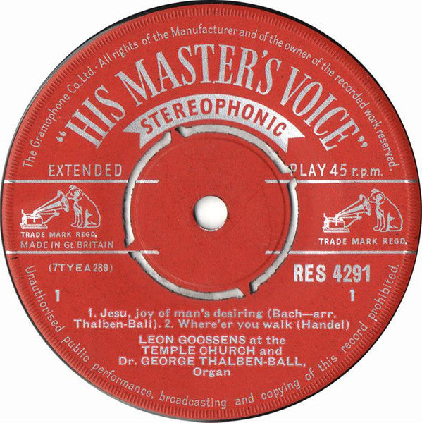 Leon Goossens and George Thalben-Ball : At The Temple Church (7", EP)
