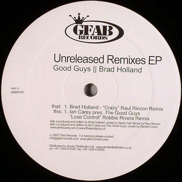 The Good Guys || Brad Holland : Unreleased Remixes EP (12", EP)