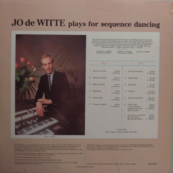 Jo De Witte : Plays For Sequence Dancing (LP)