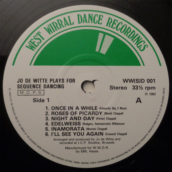 Jo De Witte : Plays For Sequence Dancing (LP)