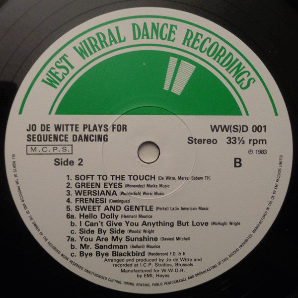Jo De Witte : Plays For Sequence Dancing (LP)