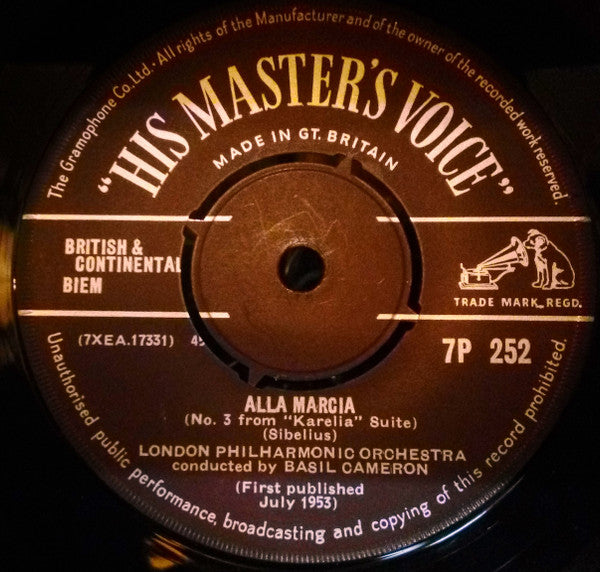 Jean Sibelius - London Philharmonic Orchestra Conducted By Basil Cameron : Intermezzo And Alla Marcia (Both From "Karelia Suite") (7", Mono)
