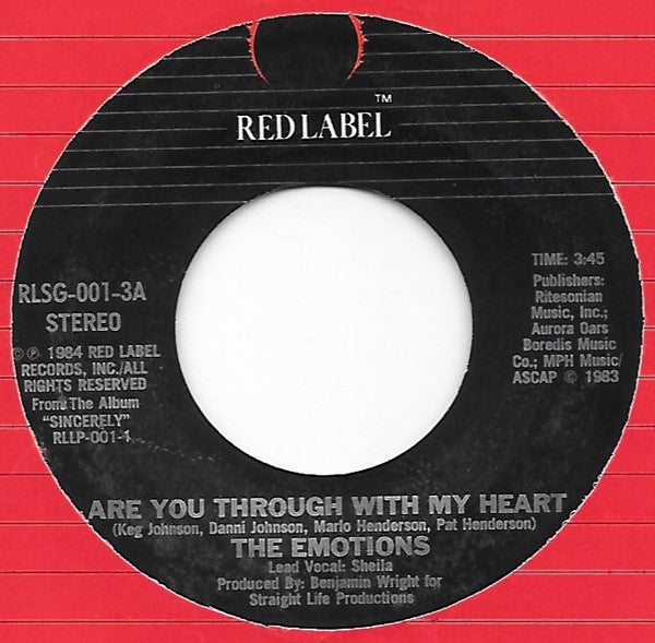 The Emotions : Are You Through With My Heart (7", Single)
