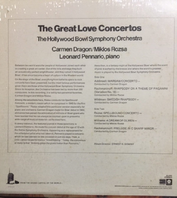 The Hollywood Bowl Symphony Orchestra : The Great Love Concertos (LP, Album, Comp)