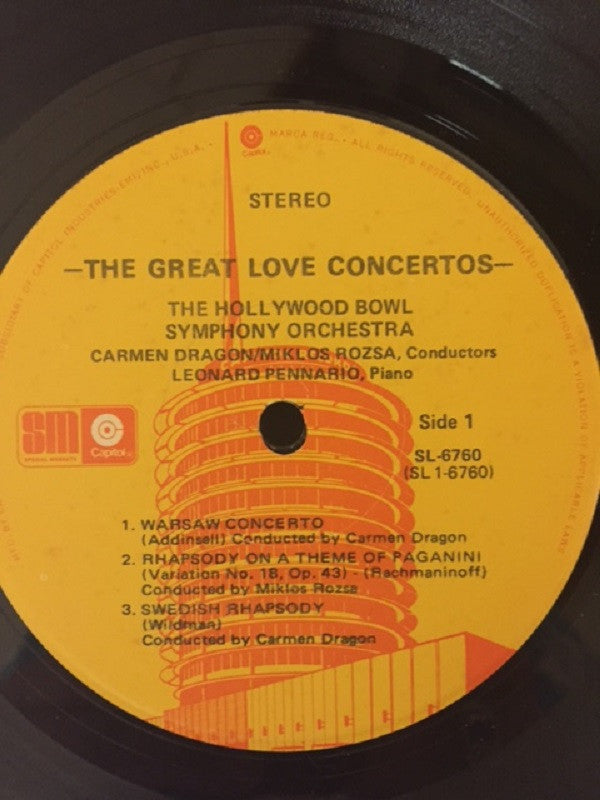 The Hollywood Bowl Symphony Orchestra : The Great Love Concertos (LP, Album, Comp)