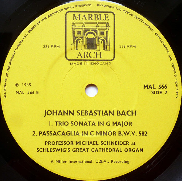 Johann Sebastian Bach, Michael Schneider (3) : Professor Michael Schneider At Schleswig's Great Cathedral Organ (LP, Mono)