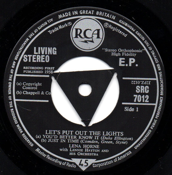 Lena Horne : Let's Put Out The Lights  (7", EP)