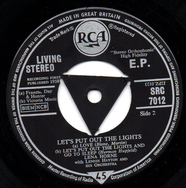 Lena Horne : Let's Put Out The Lights  (7", EP)