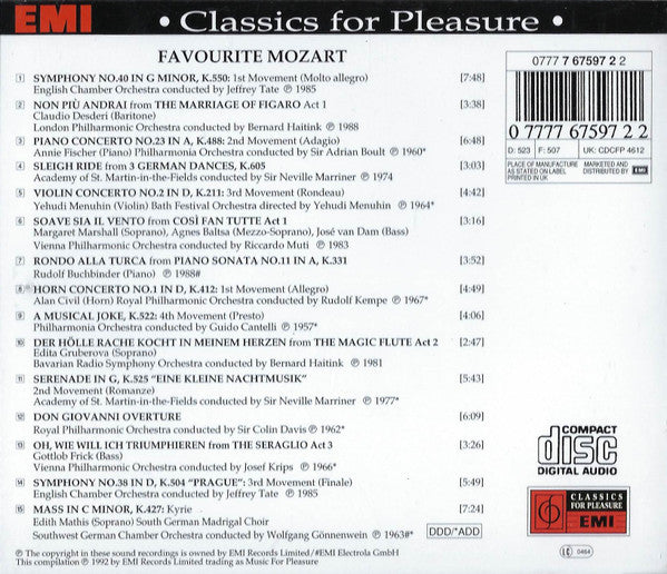 Various : Favourite Mozart (CD, Comp)