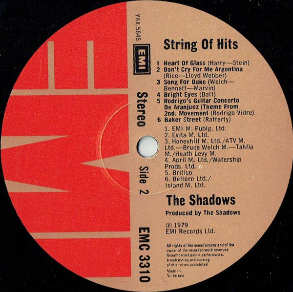 The Shadows : String Of Hits (LP, Album, Bro)