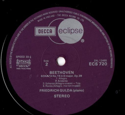 Ludwig van Beethoven, Friedrich Gulda : Sonatas Nos. 14 "Moonlight", 15 & 22 (LP)