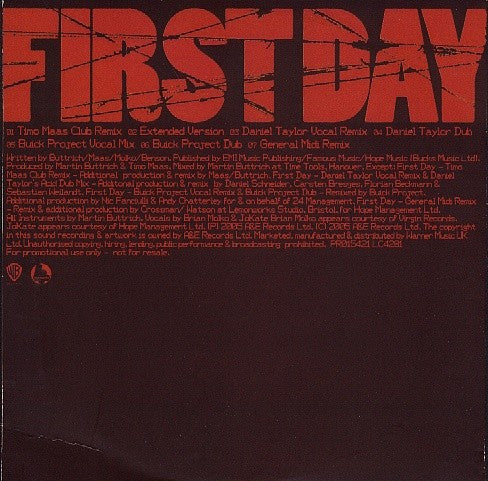 Timo Maas : First Day (Remixes) (CD, Maxi, Promo, Car)