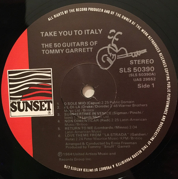 The 50 Guitars Of Tommy Garrett : The 50 Guitars Of Tommy Garrett Take You To Italy (LP, Album, RE)