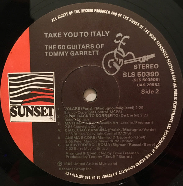 The 50 Guitars Of Tommy Garrett : The 50 Guitars Of Tommy Garrett Take You To Italy (LP, Album, RE)