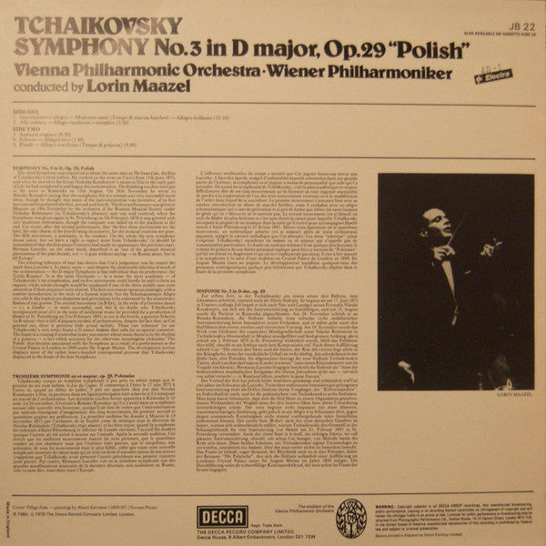 Pyotr Ilyich Tchaikovsky, Lorin Maazel : Wiener Philharmoniker : Symphony No.3 in D Major, Op.29 "Polish" (LP)