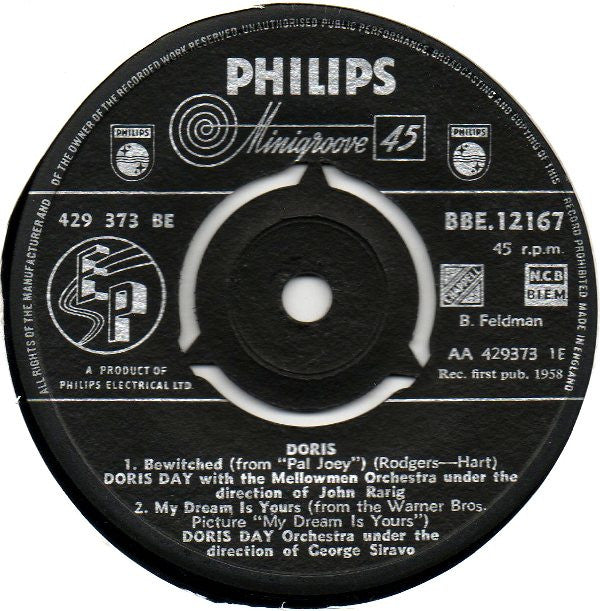 Doris Day : Doris (7", EP, Mono)