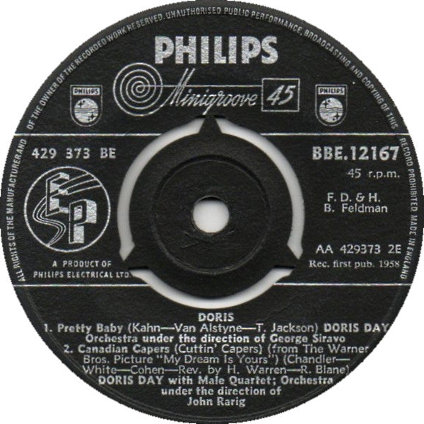 Doris Day : Doris (7", EP, Mono)