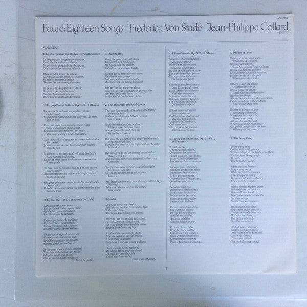 Gabriel Fauré - Frederica von Stade, Jean-Philippe Collard : Mélodies (LP)