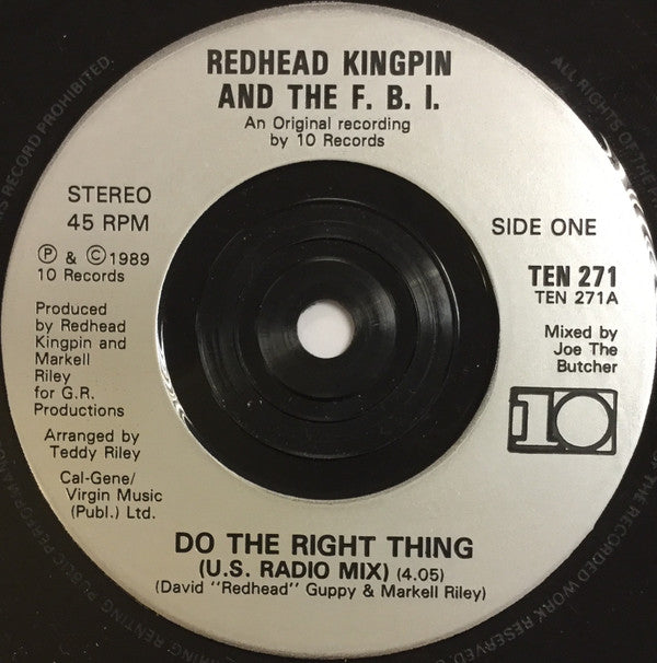 Redhead Kingpin And The FBI : Do The Right Thing (7", Single, Sil)
