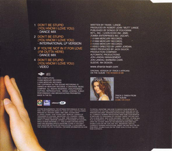 Shania Twain : Don't Be Stupid (You Know I Love You) (CD, Single, Enh)