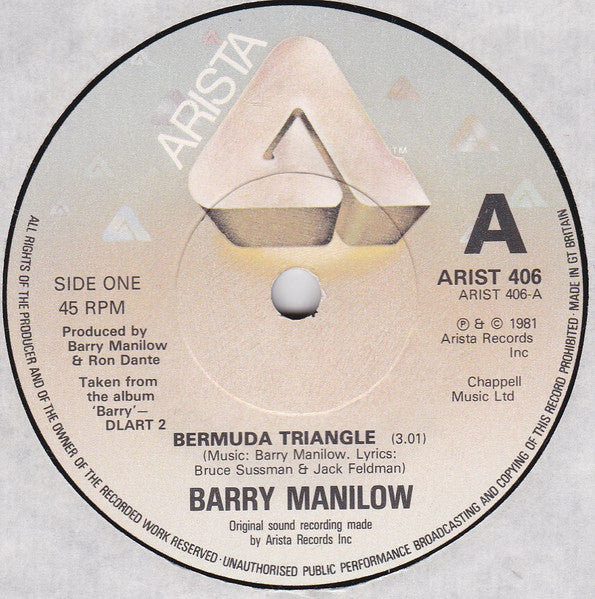 Barry Manilow : Bermuda Triangle / One Voice (7", Single, Sol)
