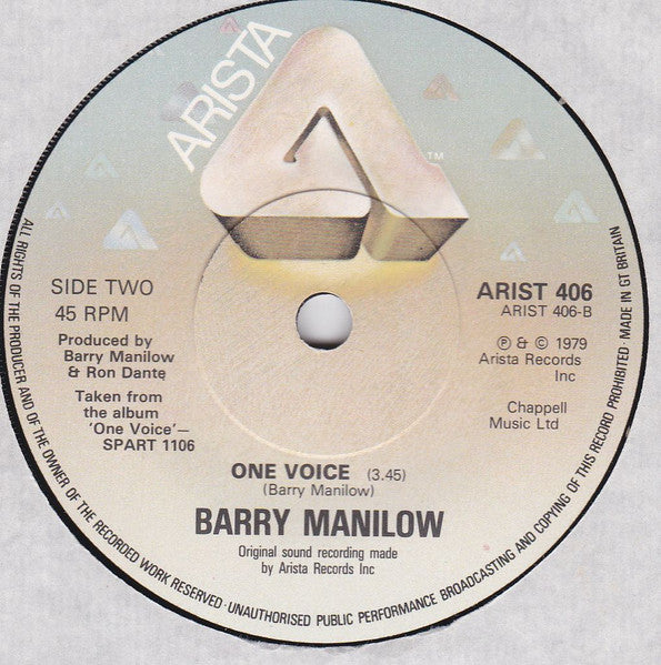 Barry Manilow : Bermuda Triangle / One Voice (7", Single, Sol)