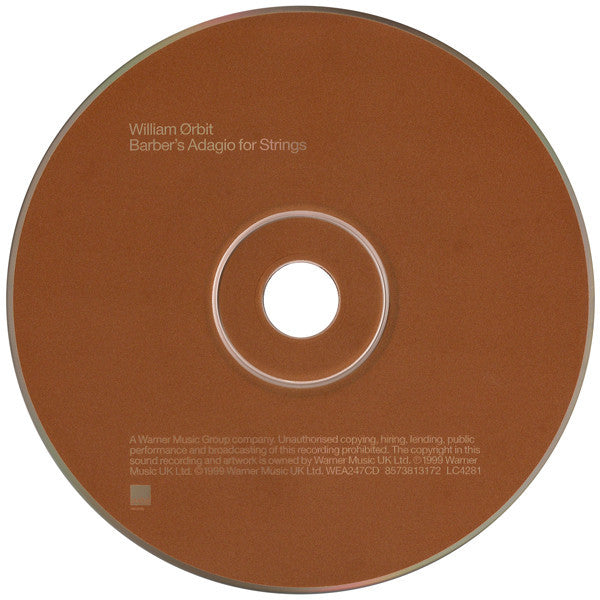William Ørbit* : Barber's Adagio For Strings (CD, Single, CDP)
