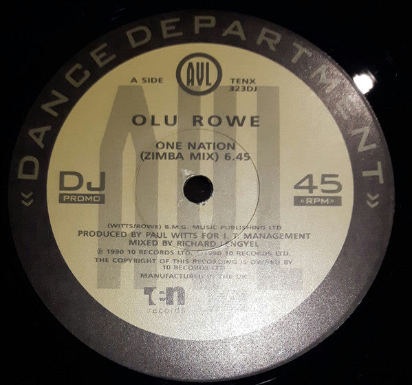 Olu Rowe : One Nation (12", Promo)