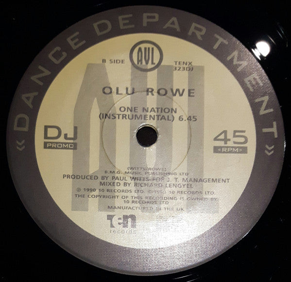 Olu Rowe : One Nation (12", Promo)