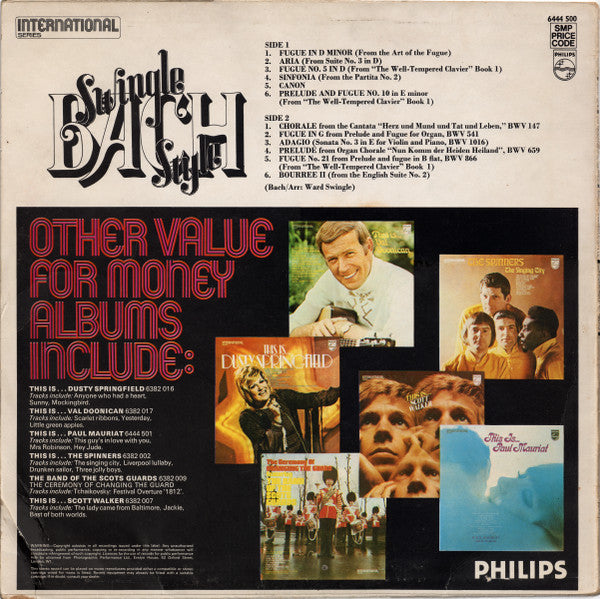 Les Swingle Singers : Bach - Swingle Style (LP, Album, RE)