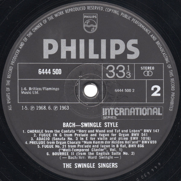 Les Swingle Singers : Bach - Swingle Style (LP, Album, RE)