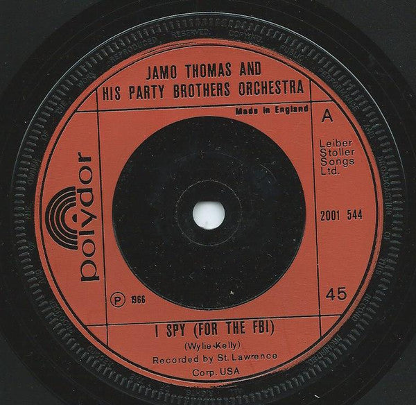 Jamo Thomas & His Party Brothers Orchestra : I Spy (For The FBI) (7", Single, RE, Sol)