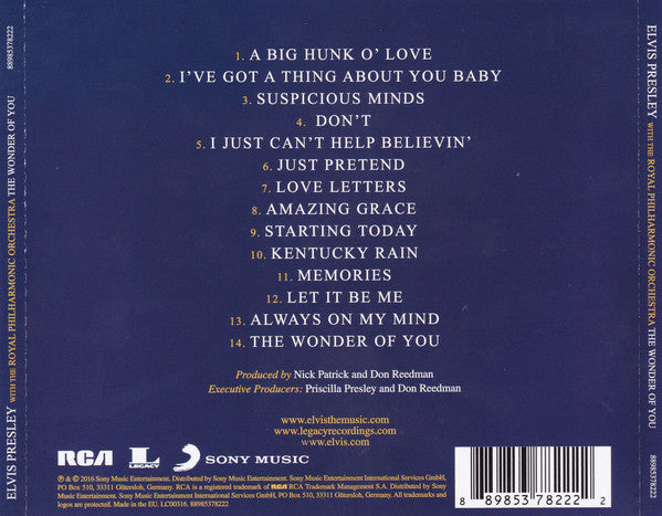 Elvis* With The Royal Philharmonic Orchestra : The Wonder Of You (CD, Album)