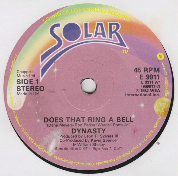 Dynasty : Does That Ring A Bell (7", Single)