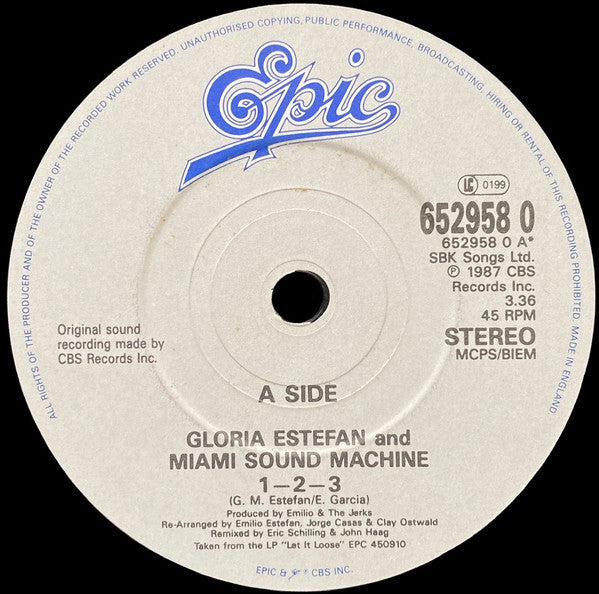 Miami Sound Machine : 123 (7", Single, S/Edition, Pos)