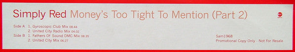 Simply Red : Money's Too Tight To Mention (12", Promo)