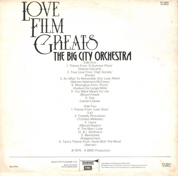 The Big City Orchestra (2) : Love Film Greats (LP)